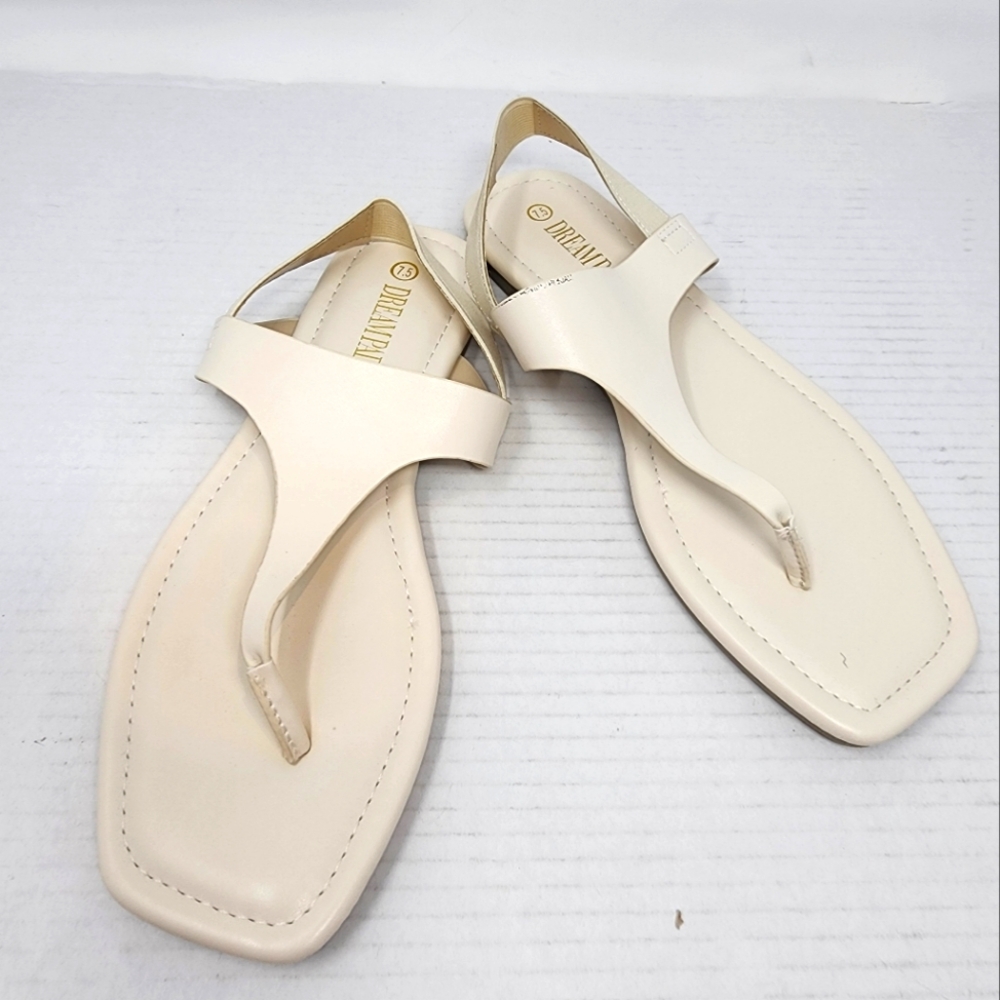 Cream Sandals New Flip‎ Flops Beach Shoes Size 7.5